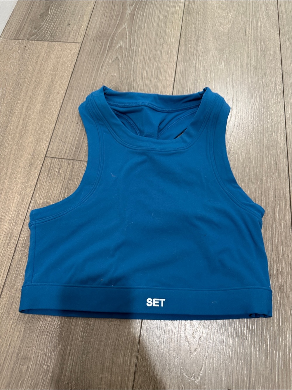 SET Active Teal-Blue Cropped Racerback Tank